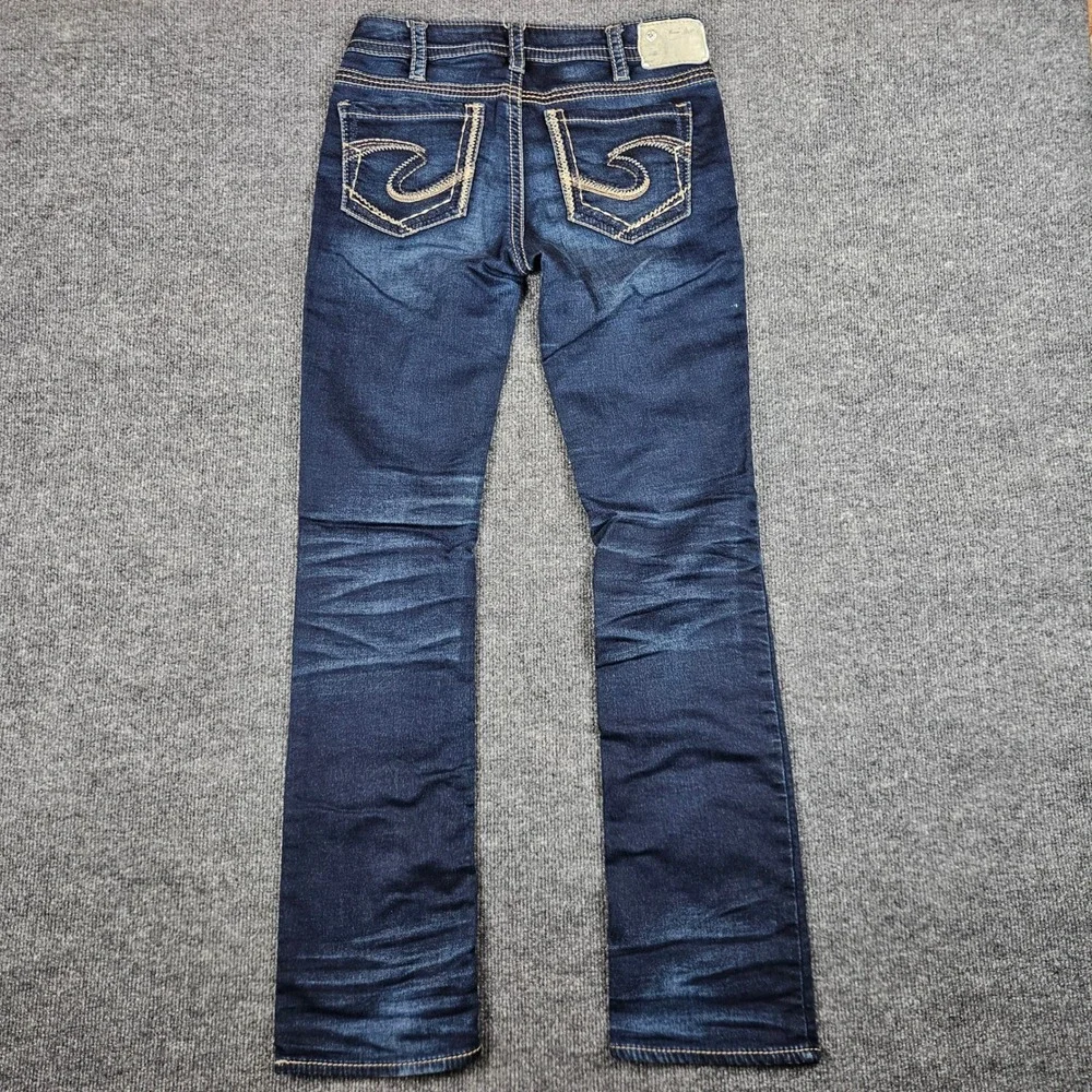 Silver Aiko Mid Slim Boot Joga Jeans Women's 30 Dark Wash Denim Stretch